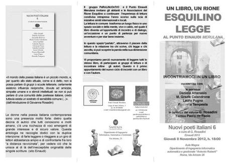 Giovedì 8 novembre per “Esquilino legge: un libro, un rione” incontro alle ore 18