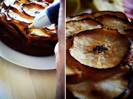 Torta al farro e mele con mousseline al cioccolato