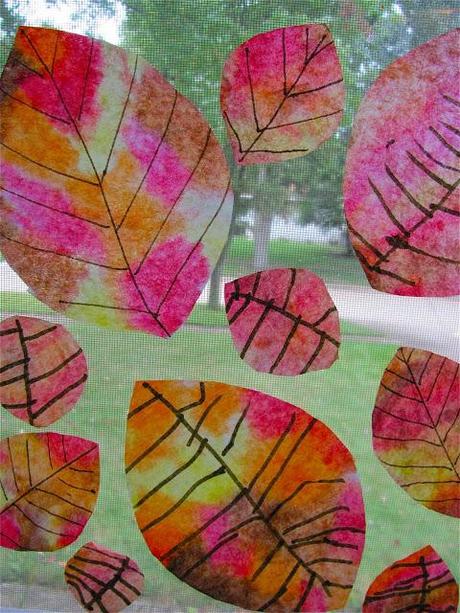 foglie tye die, quadretto, pitturare, colorare, autunno, lanternina, autumn, progetti con i bambini 