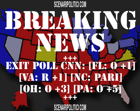 USA 2012: Georgia per Romney,  Florida testa a testa. Exit Poll CNN buoni per Obama. Primi dati dall'Ohio buoni per Obama