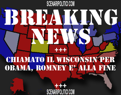 USA 2012: WISCONSIN chiamato per Obama. Era il pilastro della strategia repubblicana in caso di sconfitta in Ohio. Non si può ancora dire ma Romney ha praticamente perso