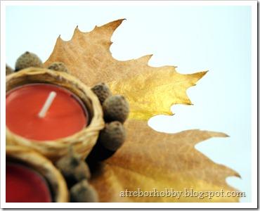 Porta candele autunnale - strisce d'oro