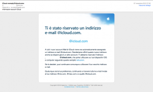 Apple attiva gli indirizzi @icloud.com