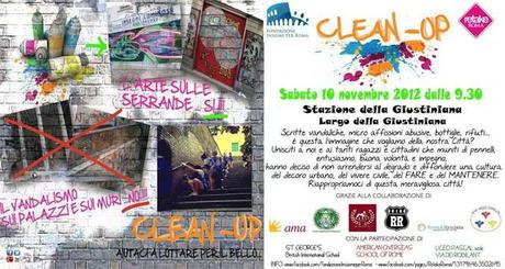 Settimo appuntamento con CLEAN-UP Creare arte SI...Vandalismo NO! Sabato 10 novembre dalle ore 9:30 alla Stazione della Giustiniana. Passaparola!