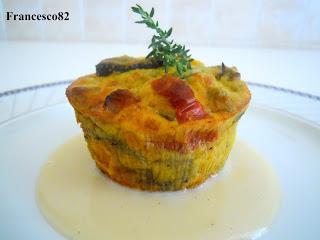 Tortino di verdure su fonduta di Asiago