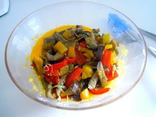 Tortino di verdure su fonduta di Asiago