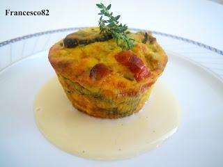 Tortino di verdure su fonduta di Asiago