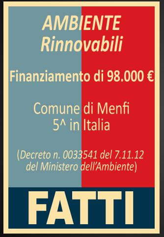 Ambiente, rinnovabili: Ministero concede contributo per 98mila euro: Menfi quinto in Italia