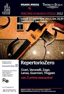 Repertorio Zero Milano Musica 12 novembre 2012