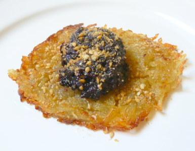 rosti di patate con purè di carote