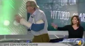 La Parodi che fa da badante/difensore di Sgarbi. Come se ne avesse bisogno, il tutto per mettere in secondo piano le domande scomode su  Berlusconi, come utilizzatore finale.