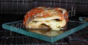 mezzipaccheri melanzane grigliate bufala e basilico Mezzi paccheri ripieni di bufala e basilico avvolti con melanzane grigliate