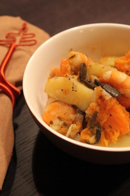 Curry di gamberi e zucca con panch phoron