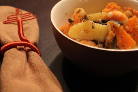 Curry di gamberi e zucca con panch phoron