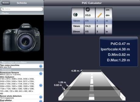 Un aiuto per i fotografi con PdC Calculator & Camera DB