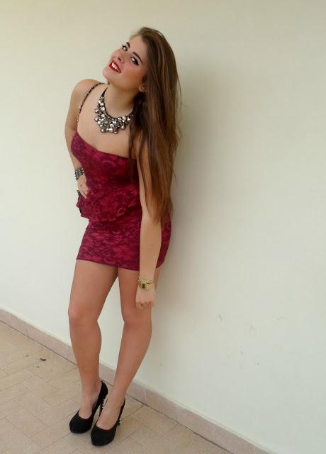 Burgundy  Lace dress