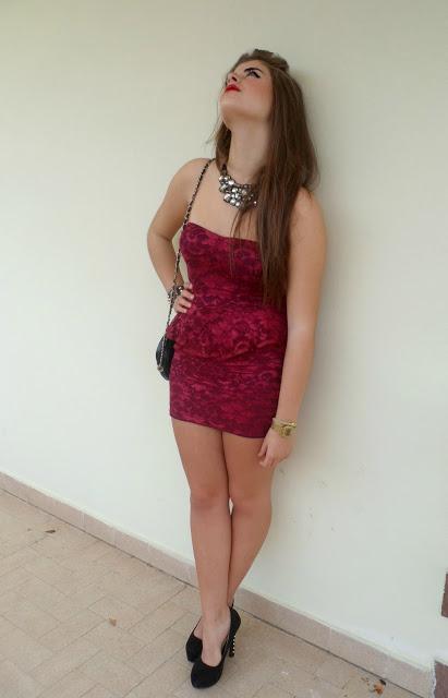 Burgundy  Lace dress