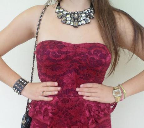 Burgundy  Lace dress