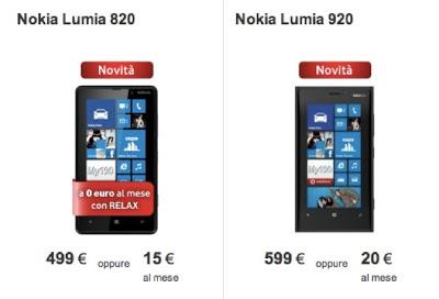 Vodafone ufficializza le offerte dei Lumia 920 e 820