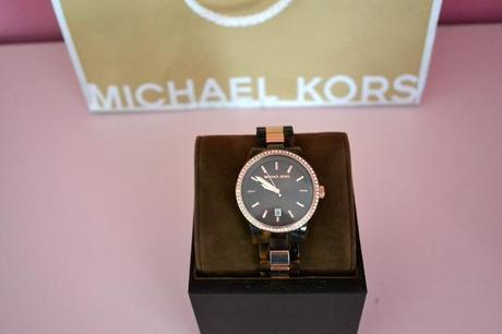 Michael Kors Tortoise and Rose Gold Jet set Watch