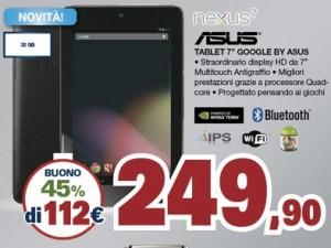 Nexus 7 32GB da Unieuro con un buono sconto del 45%