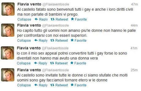 Flavia Vento litiga con se stessa su Twitter