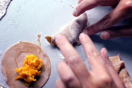 Tortelli di castagne ripieni di zucca