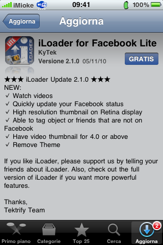 AppStore - iLoader for Facebook Lite si aggiorna alla versione 2.10