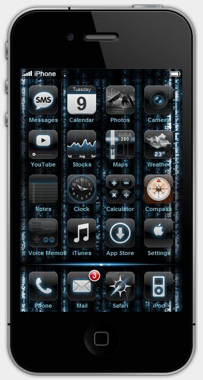 iPhone Theme - Blue Matrix Mod by RedRunner