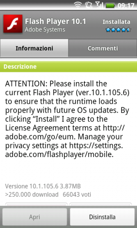 Anche il Flash Player per Android si prepara a Gingerbread! (10.1.105.6)