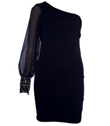 Black One Arm Dress with Embellished Cuff Preview