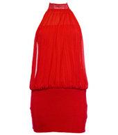 View Item Red Pleated High Neck Dress/Top