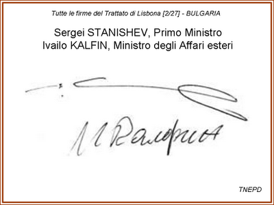 Trattato di Lisbona - Tutte le Firme: Bulgaria