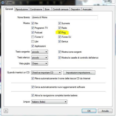 iTunes V.10.1 - Per disattivare Ping non serve più utilizzare lo script, ecco come fare.