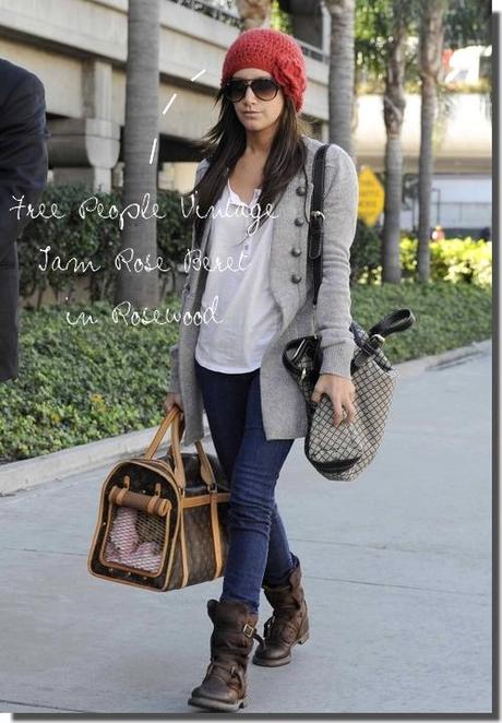 Ashley Tisdale: Gucci Crest Boule Fabric tote & Louis Vuitton Sac Chien