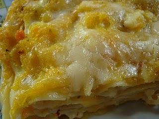 Lasagne con zucca e gamberi