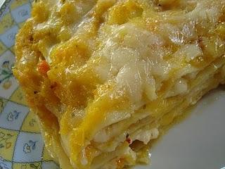 Lasagne con zucca e gamberi