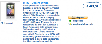 HTC Desire bianco