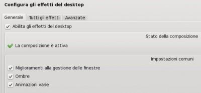 Impostazione degli effetti di kde 4