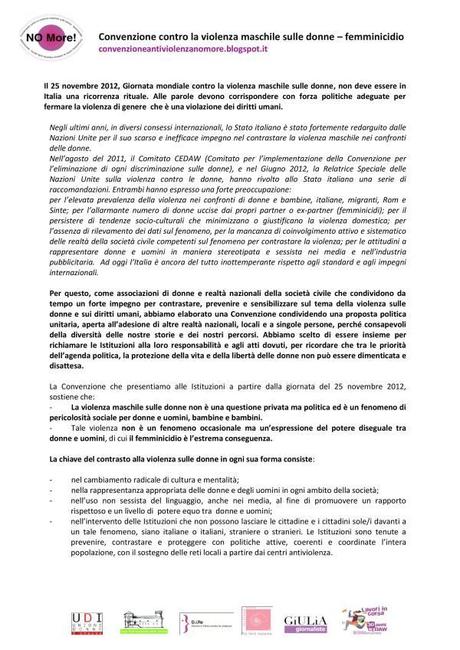 Convenzione contro la violenza maschile sulle donne – femminicidio