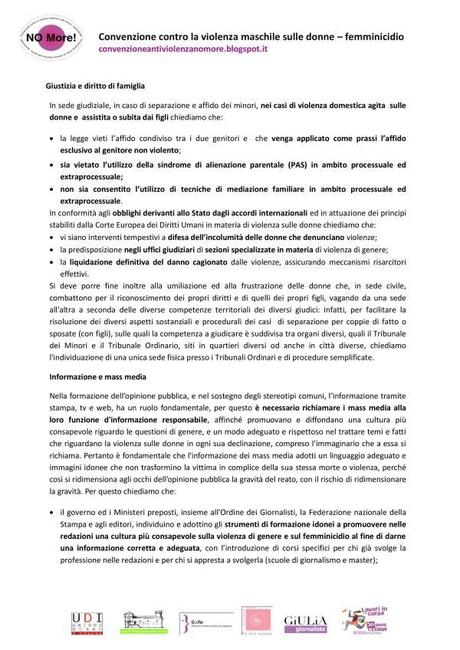 Convenzione contro la violenza maschile sulle donne – femminicidio