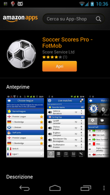 Amazon App Shop regala Soccer Scores Pro - Fotmob (solo oggi 25 novembre 2012)