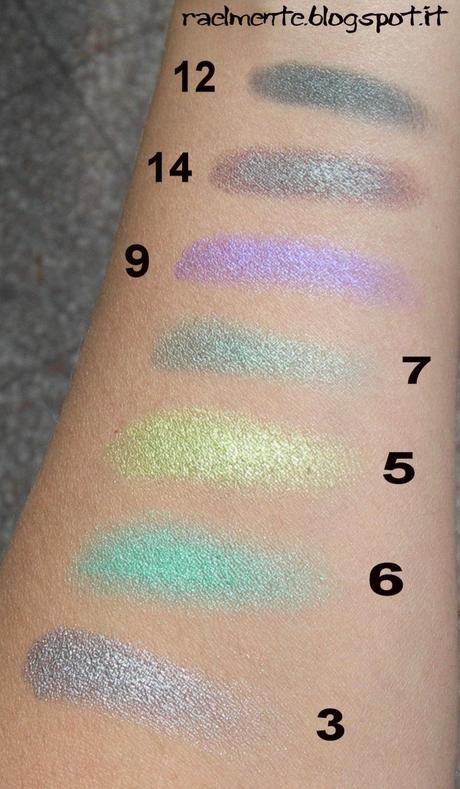 Review e Swatches MUA (Make Up Accademy) Mono Eyeshadow n. 3, 5, 6, 7, 9, 12, 14
