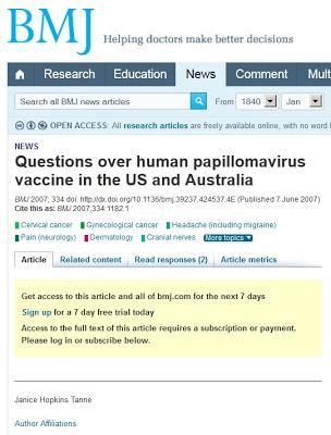 Ulteriori notizie di morti e severe reazioni avverse causate dai vaccini contro il Papilloma Virus