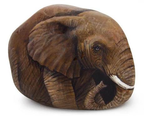 Pietre dipinte - elefante africano