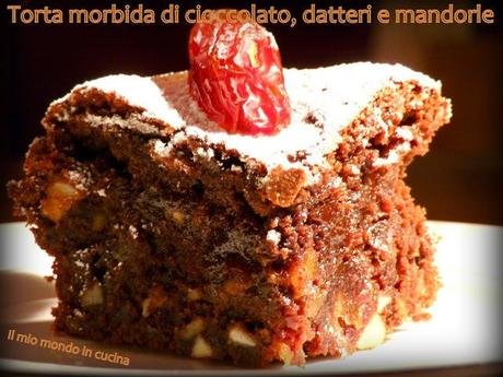 TORTINA MORBIDA AL CIOCCOLATO, DATTERI E MANDORLE