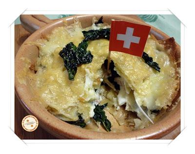 lasagnetta di pane guttiau, cavolo nero e gruyère