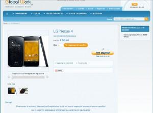 Nexus 4 disponibile anche in Italia a 549€ su GlobalWorkMobile.com