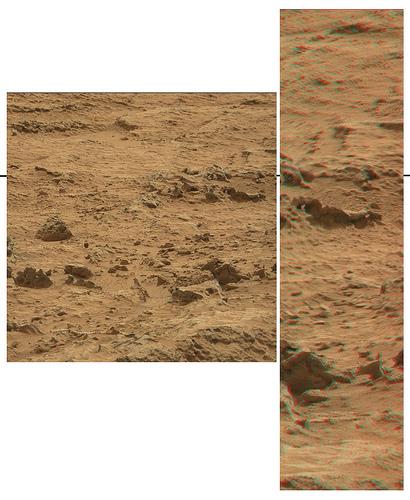 CURIOSITY sol 107 Mastcam right panorama - anaglyph detail