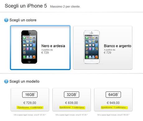 Adesso iPhone 5 è disponibile in una settimana